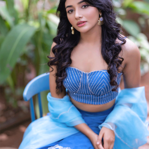 Mirnaa Menon in English Blue 3-layer set