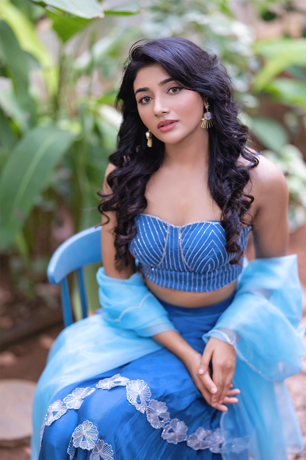 Mirnaa Menon in English Blue 3-layer set