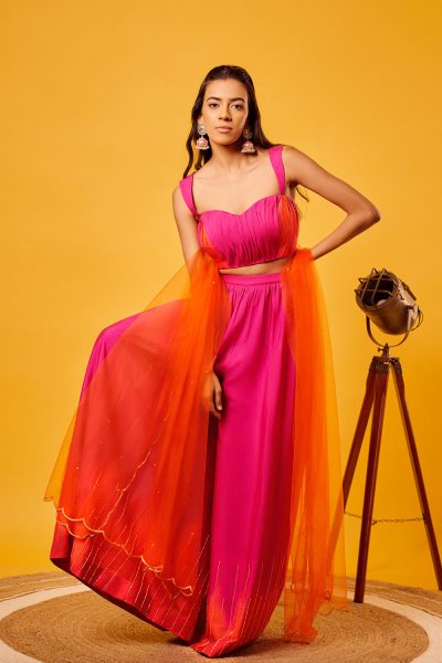 Pink-Orange Ombre Ruching Set