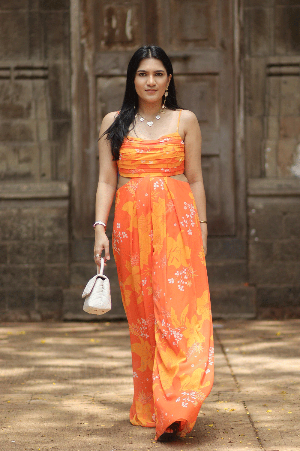 Nikita Madhani In Yellow/Orange Printed Jumpsuit