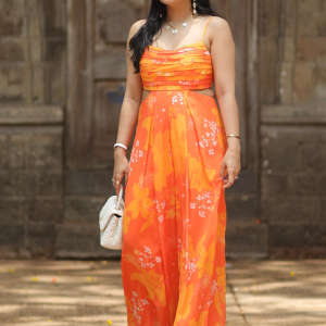 Nikita Madhani In Yellow/Orange Printed Jumpsuit