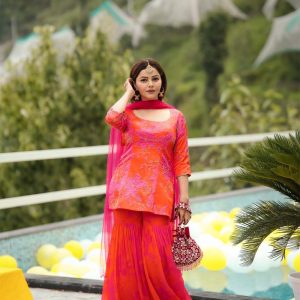 Rubina Dilaik Images of Pink_Red Printed Scoop Scallop Sharara Set 2