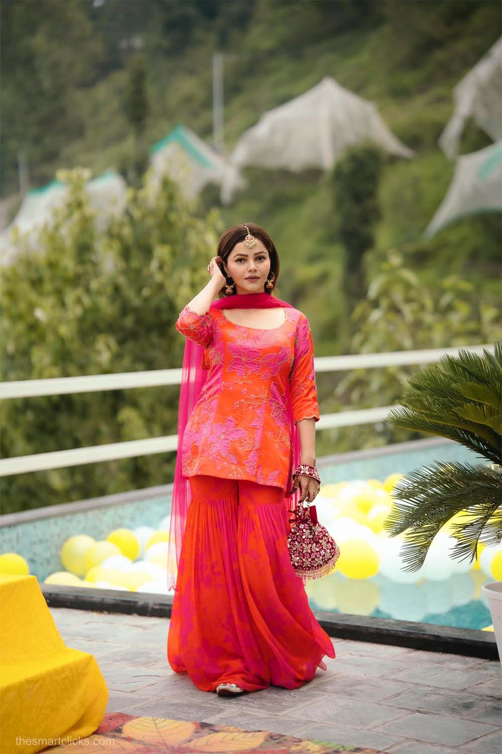 Rubina Dilaik Images of Pink_Red Printed Scoop Scallop Sharara Set 2