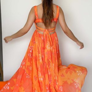 YellowOrange Printed Long Dress
