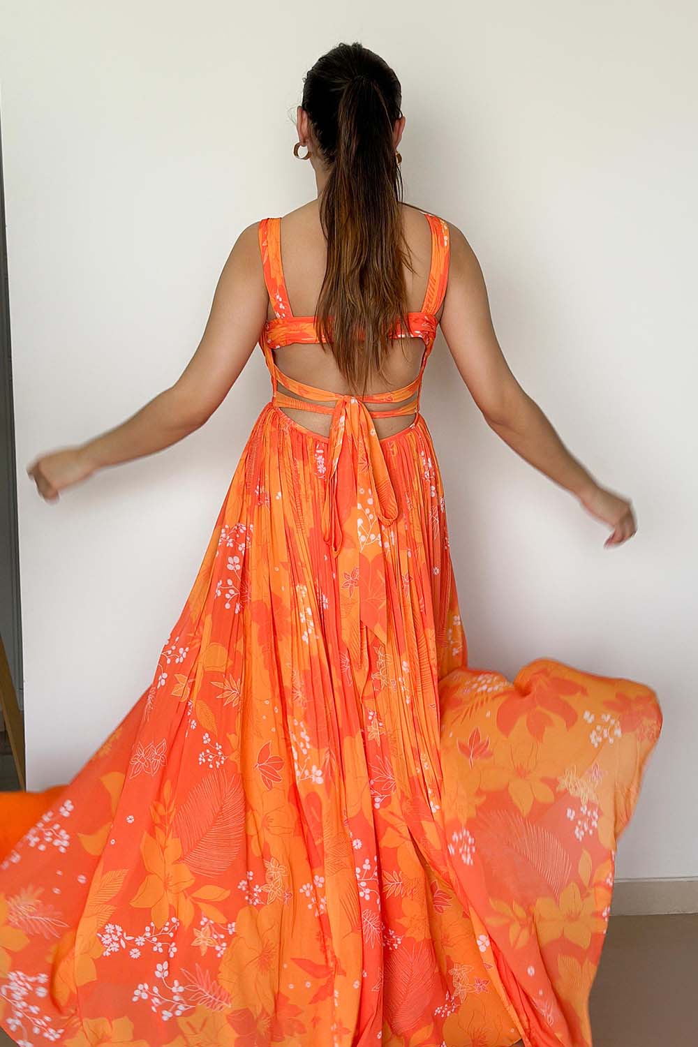 YellowOrange Printed Long Dress