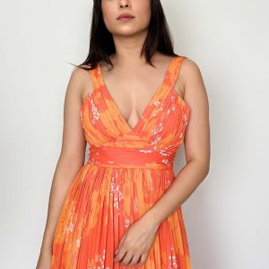 YellowOrange Printed Long Dress