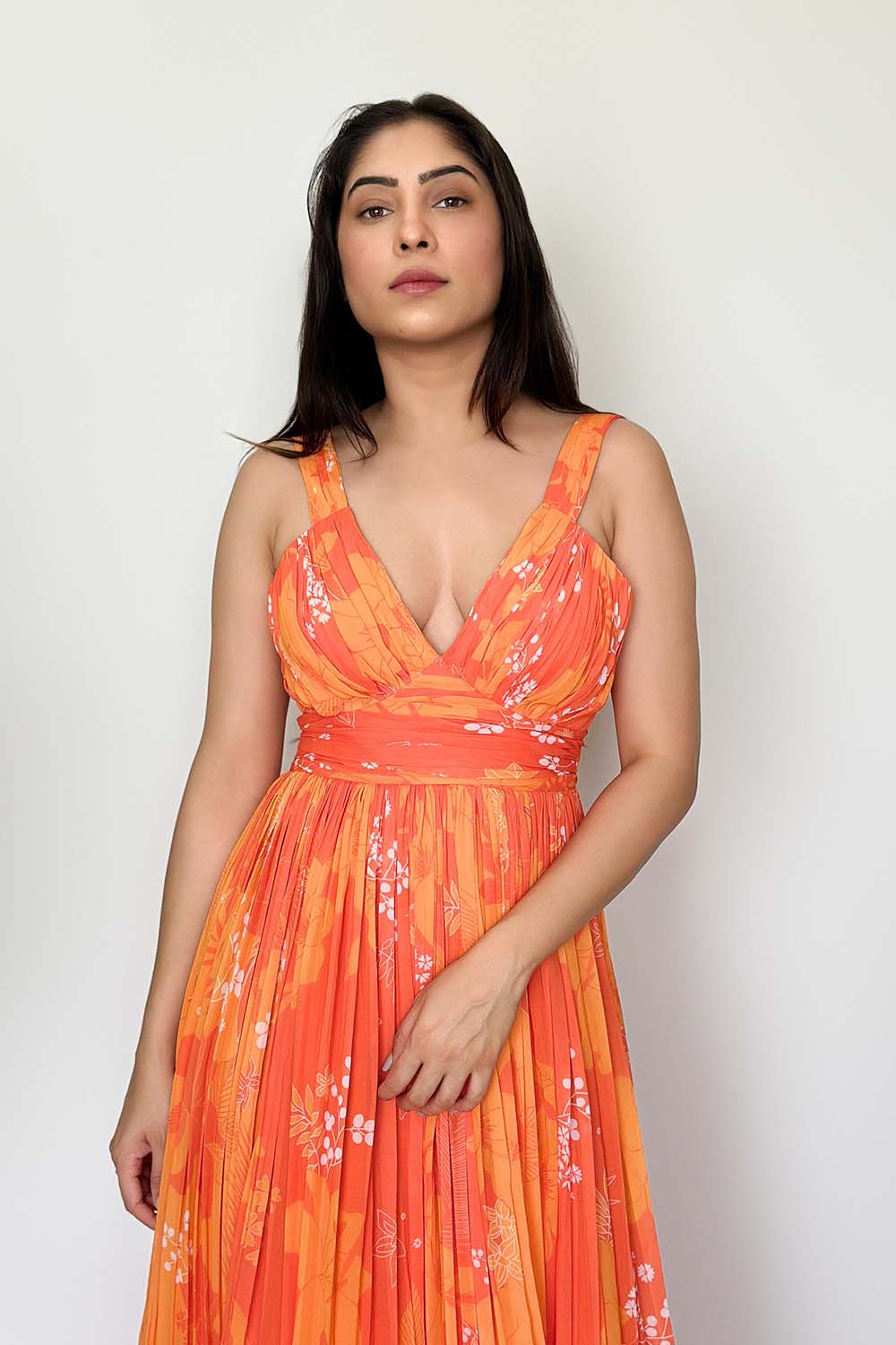 YellowOrange Printed Long Dress