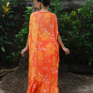 Yellow/Orange Printed Kaftan Set
