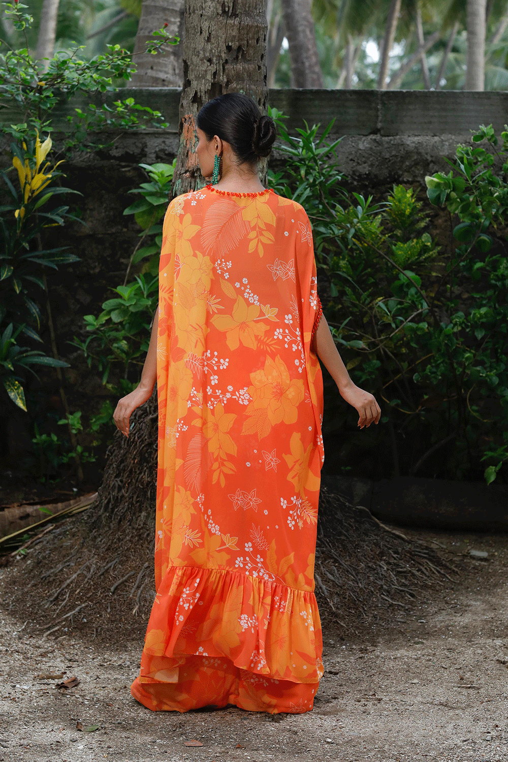 Yellow/Orange Printed Kaftan Set