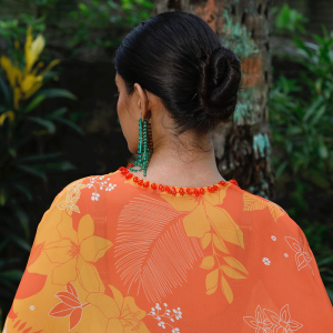 Yellow/Orange Printed Kaftan Set