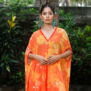 Yellow/Orange Printed Kaftan Set