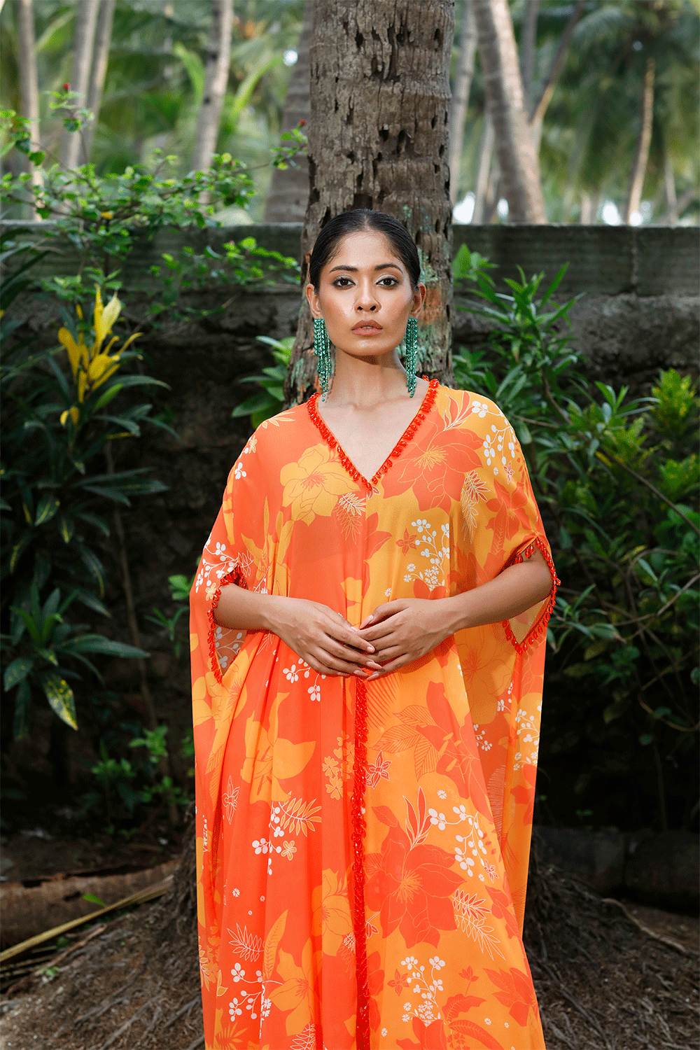 Yellow/Orange Printed Kaftan Set