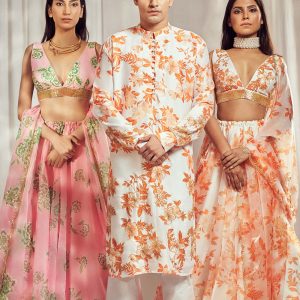 Baby Pink Lehenga Set HS-24-102 and Burnt Orange Lehenga Set HS-24-103