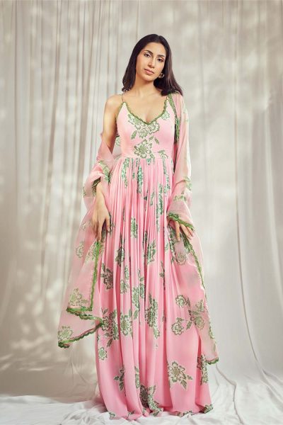 Baby Pink Strappy Anarkali Set HS-24-104