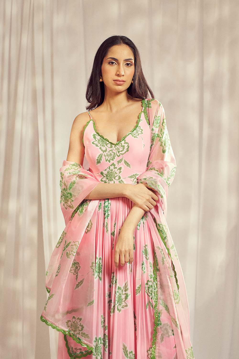 Baby Pink Strappy Anarkali Set HS-24-104