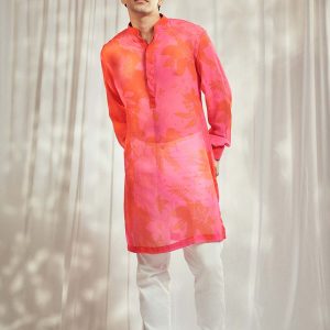 Pink/Red Floral Print Kurta HS-24-106