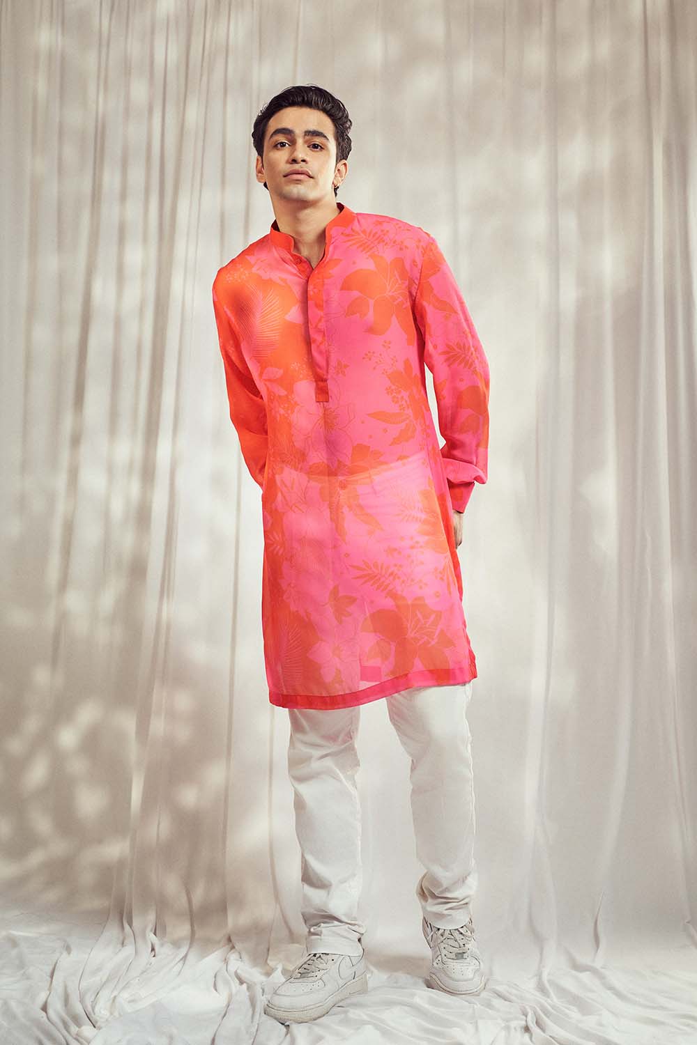 Pink/Red Floral Print Kurta HS-24-106