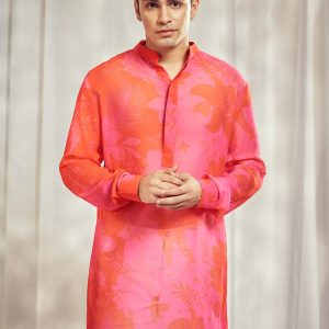 Pink/Red Floral Print Kurta HS-24-106