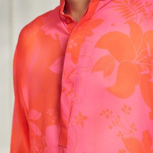 Pink/Red Floral Print Kurta HS-24-106