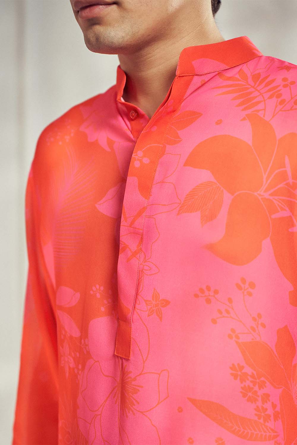 Pink/Red Floral Print Kurta HS-24-106