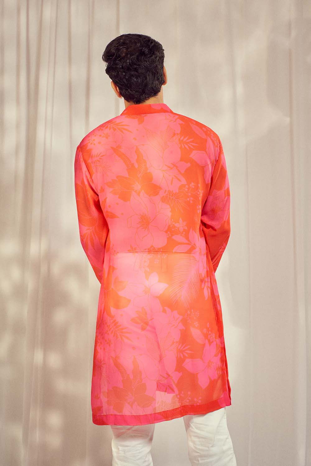 Pink/Red Floral Print Kurta HS-24-106