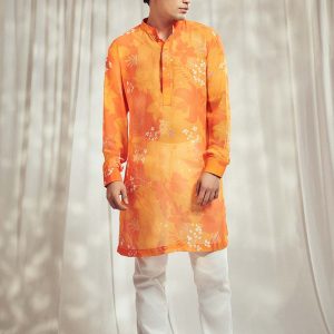 Yellow/Orange Floral Print Kurta HS-24-107