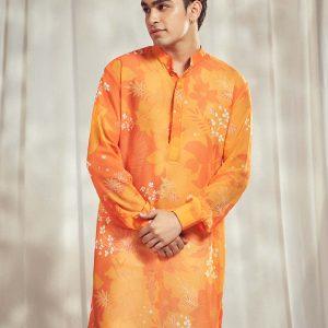 Yellow/Orange Floral Print Kurta HS-24-107
