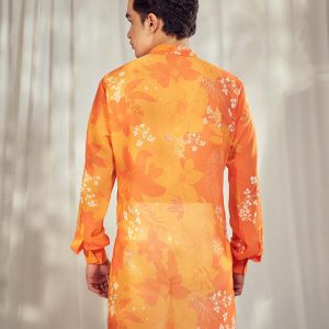 Yellow/Orange Floral Print Kurta HS-24-107