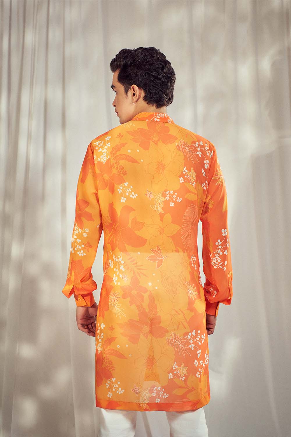 Yellow/Orange Floral Print Kurta HS-24-107