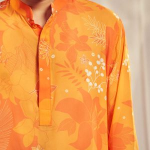 Yellow/Orange Floral Print Kurta HS-24-107