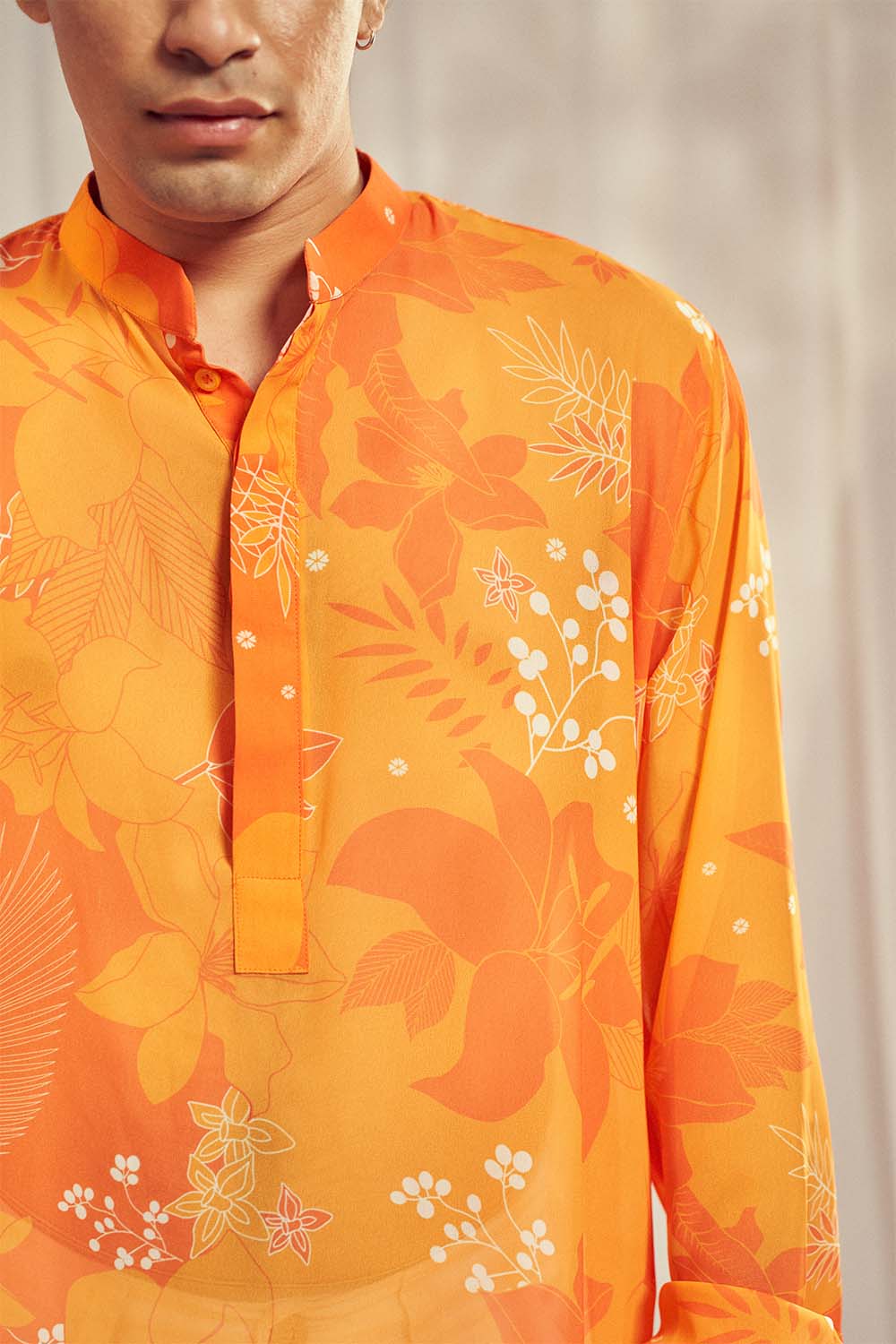 Yellow/Orange Floral Print Kurta HS-24-107
