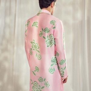 Baby Pink Print Embellished Kurta HS-24-108