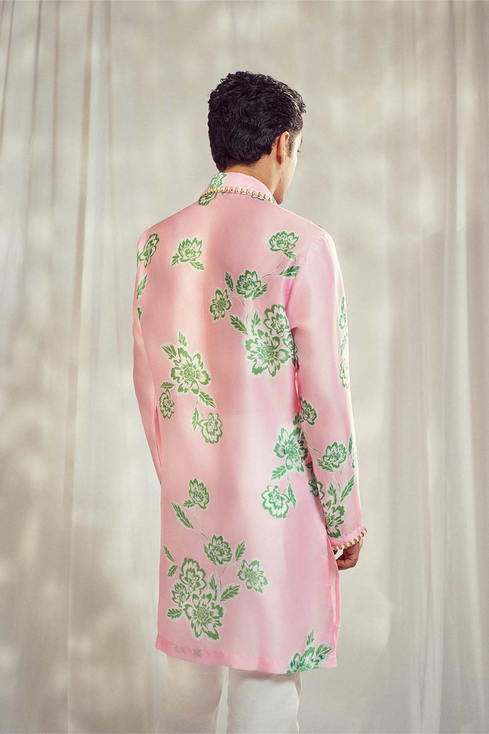 Baby Pink Print Embellished Kurta HS-24-108