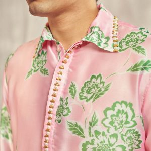 Baby Pink Print Embellished Kurta HS-24-108