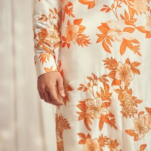 Burnt Orange Embroidered Print Kurta HS-24-109