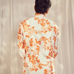 Burnt Orange Embroidered Print Kurta HS-24-109