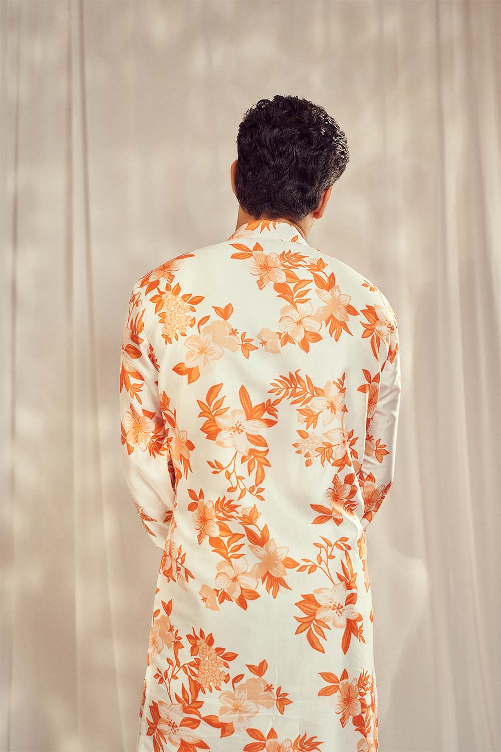 Burnt Orange Embroidered Print Kurta HS-24-109