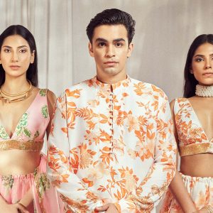 Burnt Orange Embroidered Print Kurta HS-24-109