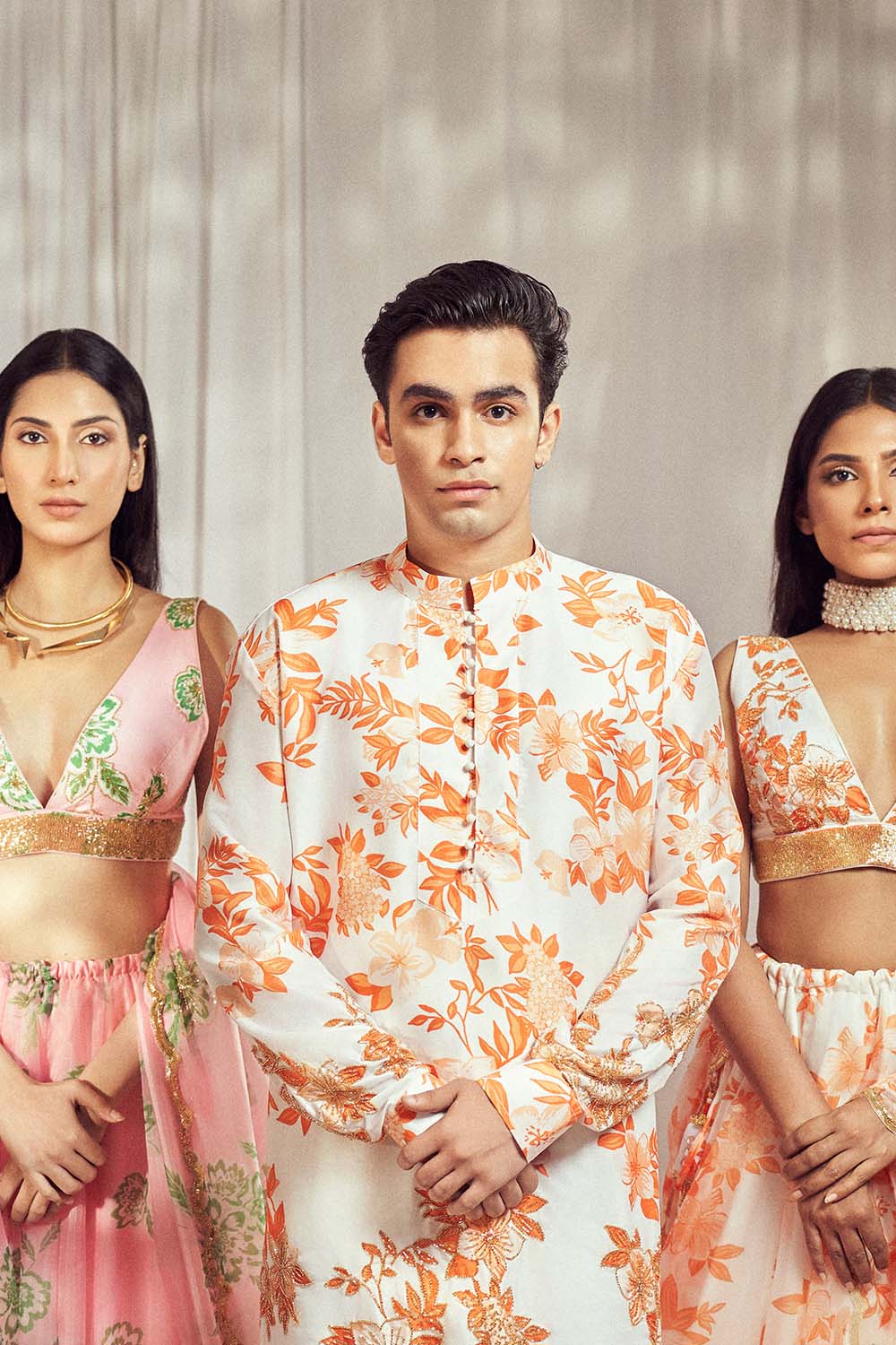 Burnt Orange Embroidered Print Kurta HS-24-109