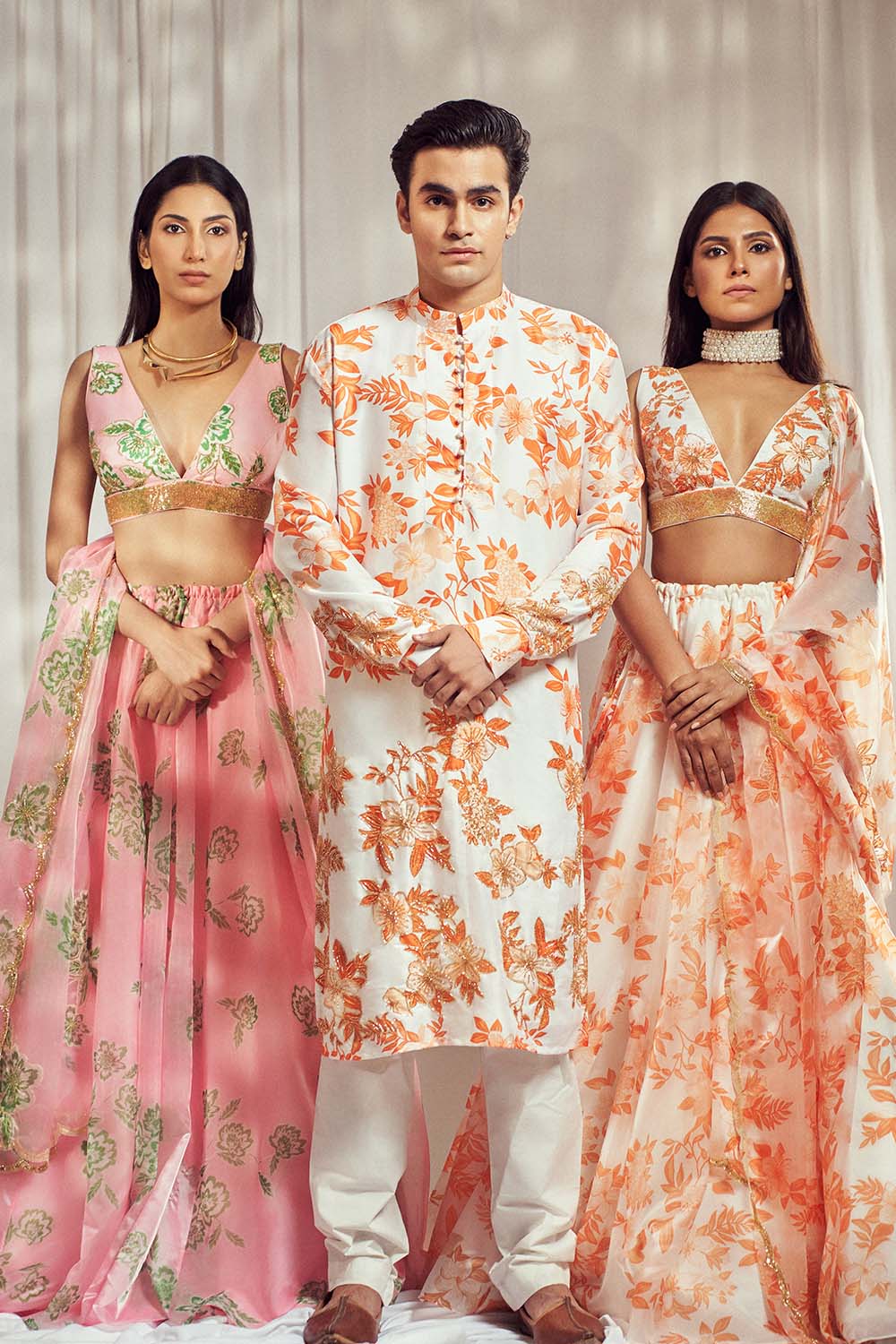 Burnt Orange Embroidered Print Kurta HS-24-109