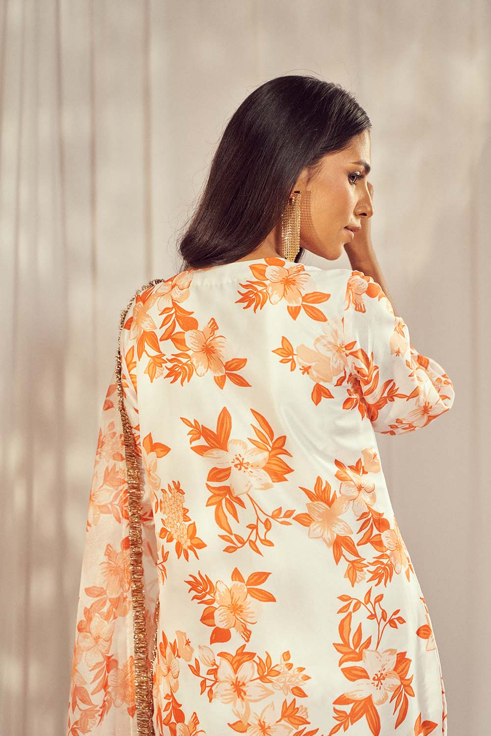 Premium Burnt Orange Print Kurti Set by Harshita Singhvi - luxury designer wear with high-end fabrics and exquisite detailing