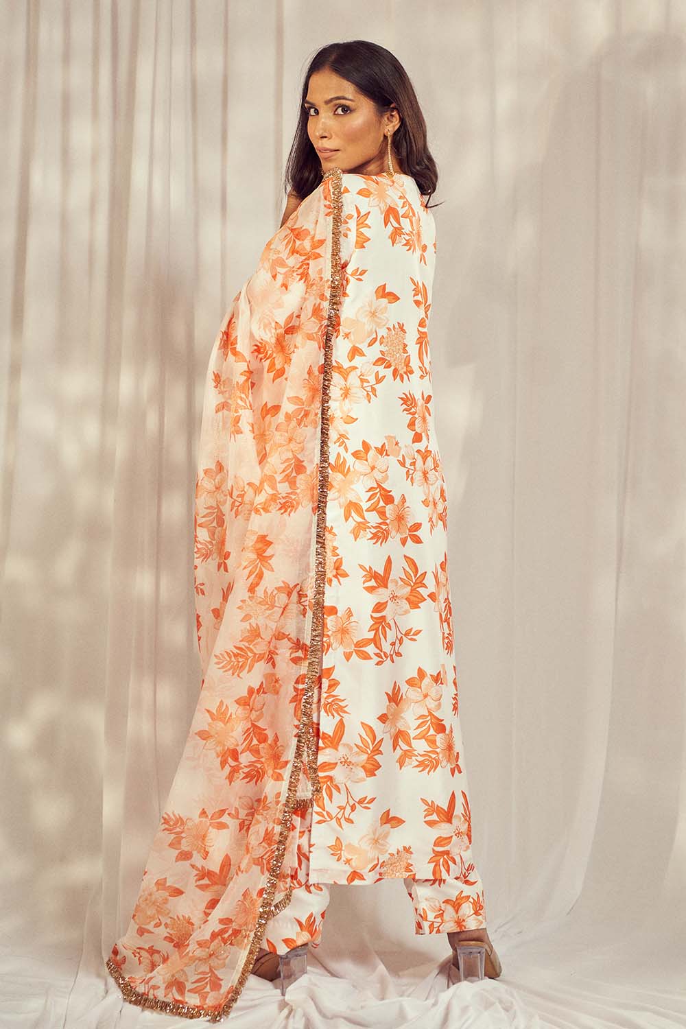 Premium Burnt Orange Print Kurti Set by Harshita Singhvi - luxury designer wear with high-end fabrics and exquisite detailing