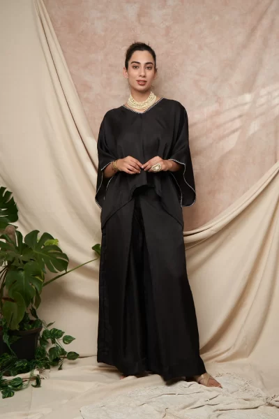 Black Kimono Pant Set.