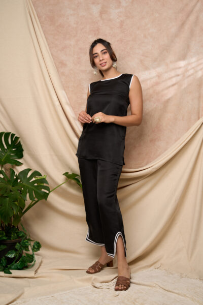 Black Piping Co-ord Set.