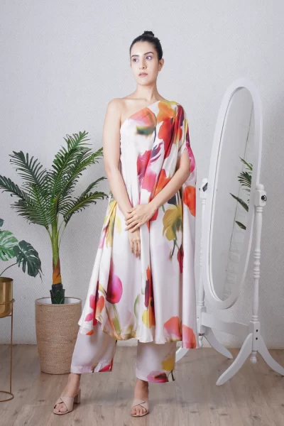 Multi One Shoulder Kaftan Set