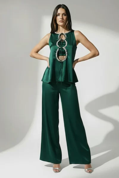 Emerald Diamond Imported Satin Co-ord Set