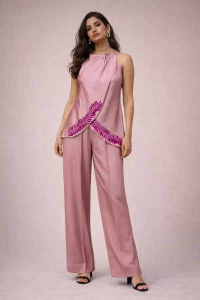 Old Rose Imported Satin Leaf Embroidery Set